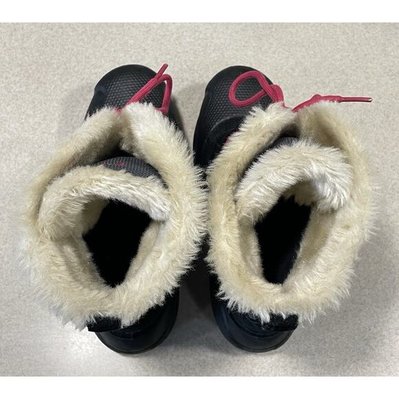 COLUMBIA Women's Size 6 Heather Canyon Boots Black w/ Pink Laces & White Fur - Picture 4 of 10